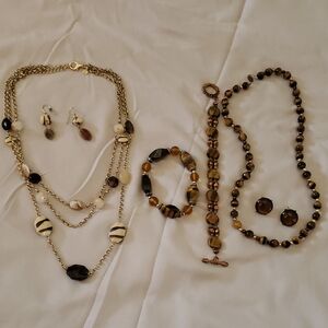 Elegant Gold and Brown Jewelry Set